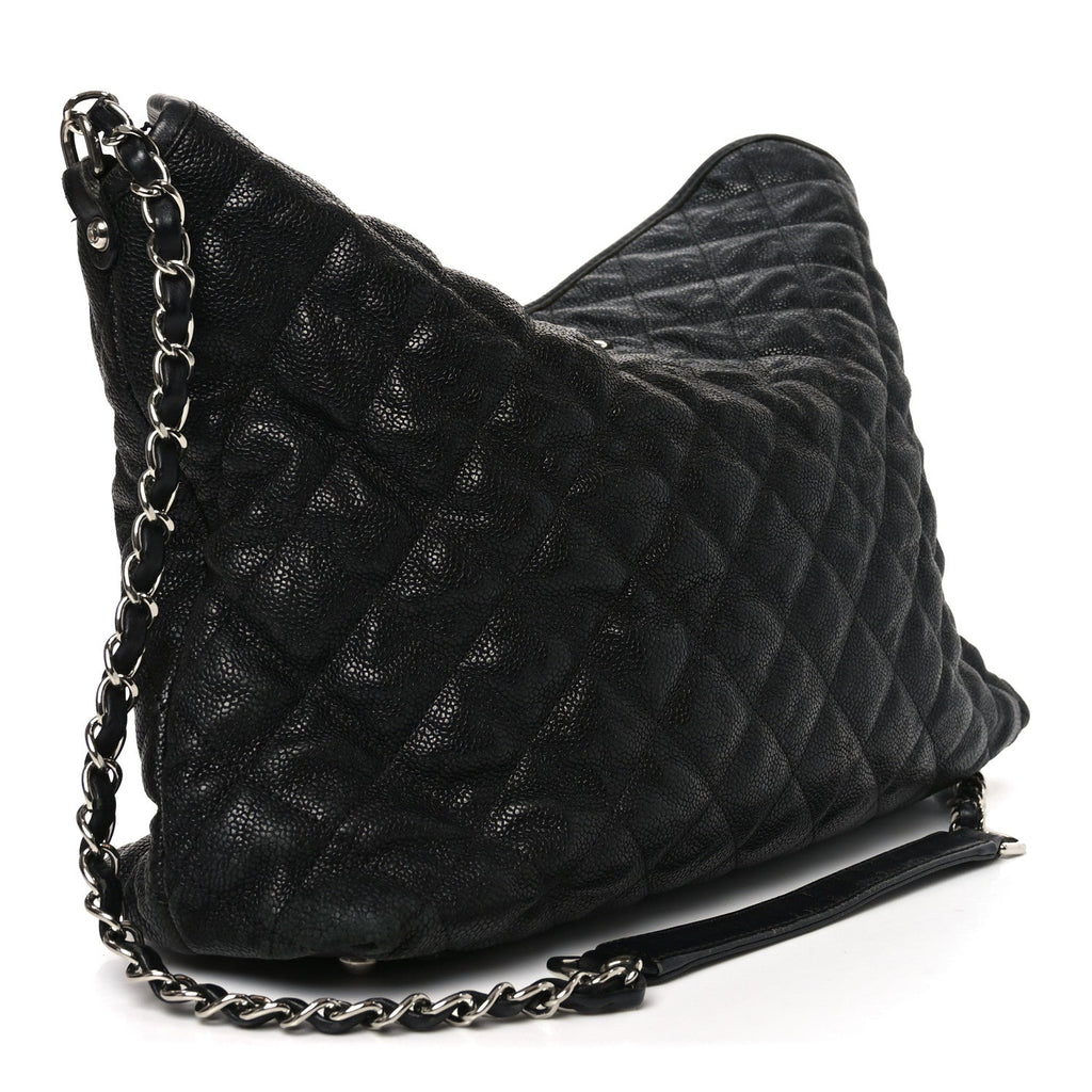Chanel Caviar Quilted French Riviera Hobo Black