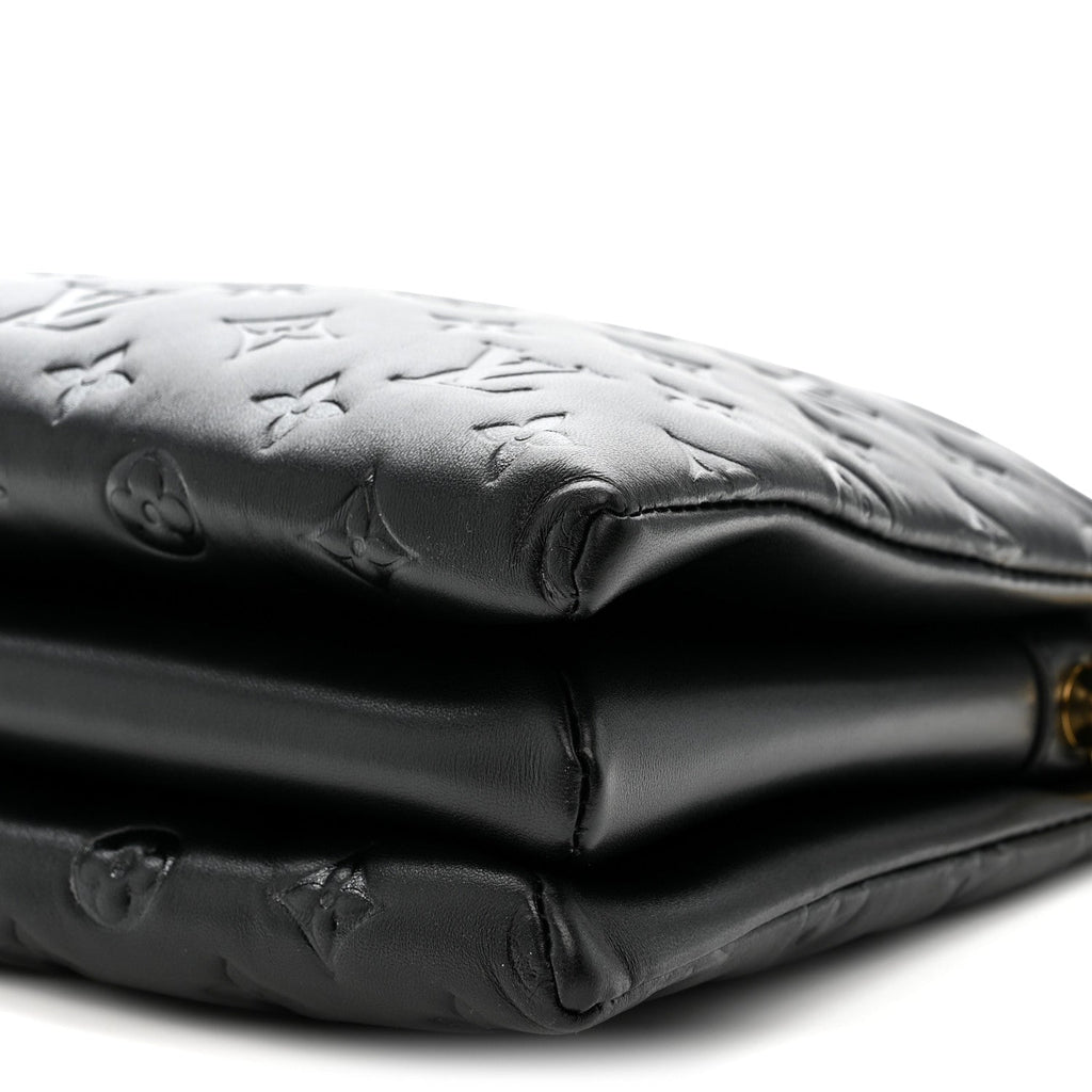 Louis Vuitton Lambskin Embossed Monogram Coussin PM Black