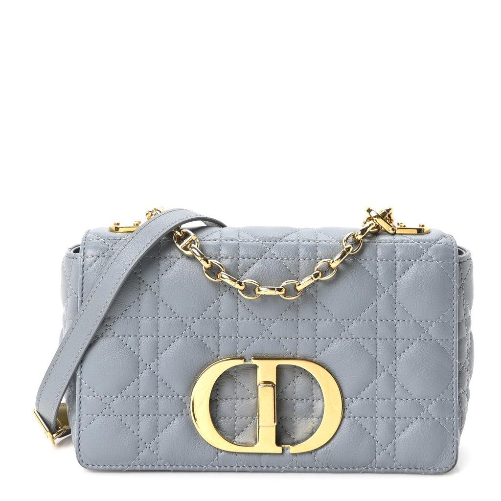 Christian Dior Calfskin Cannage Small Caro Bag Cloud Blue