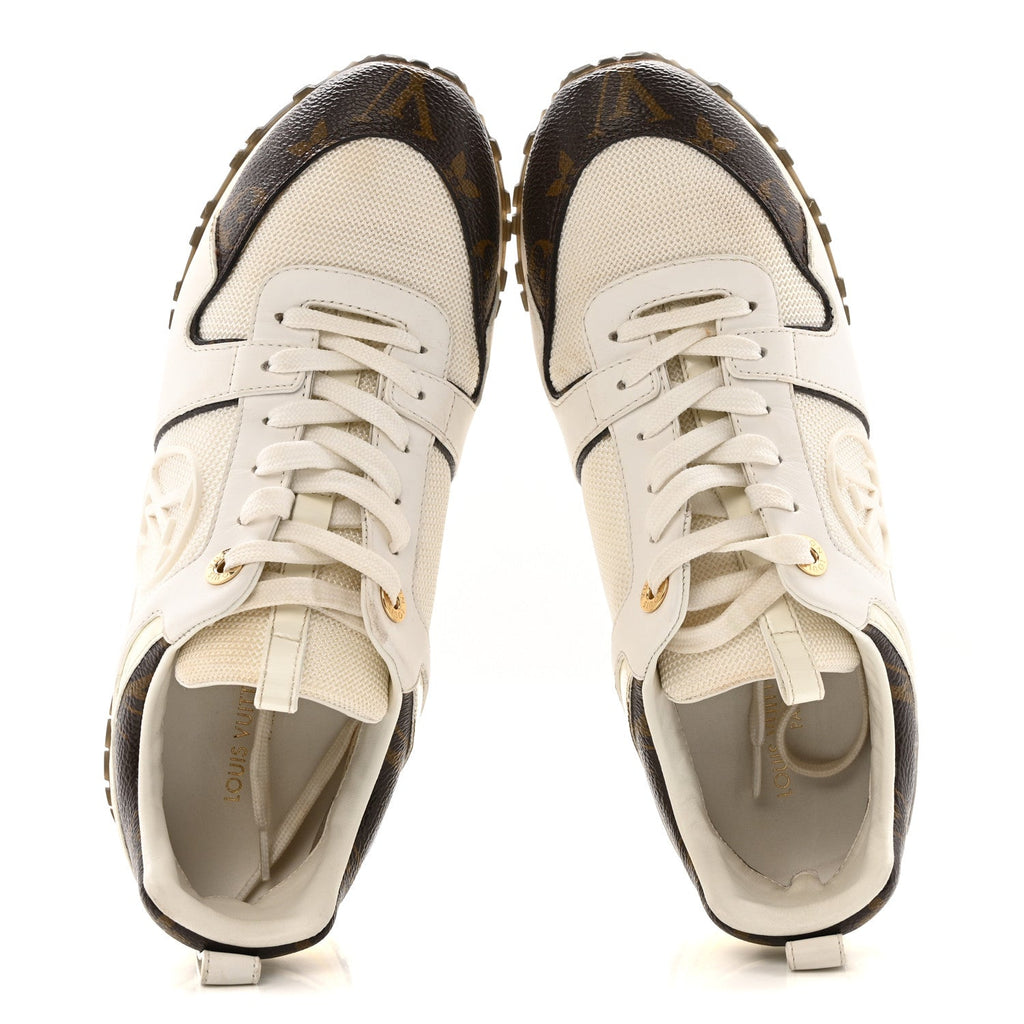 Louis Vuitton Calfskin Monogram Run Away Sneakers 37 White