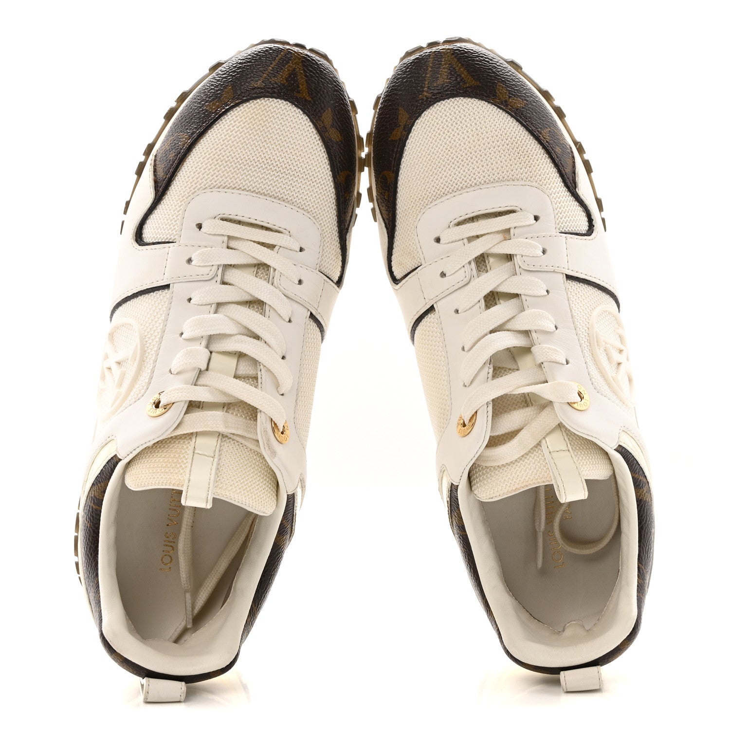 Louis Vuitton Calfskin Monogram Run Away Sneakers 37 White