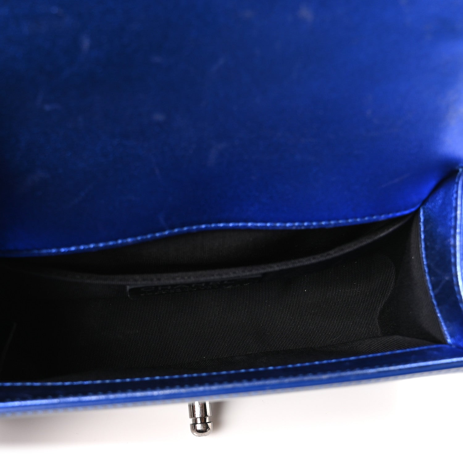 Chanel Metallic Patent Calfskin Quilted Small Boy Flap Blue