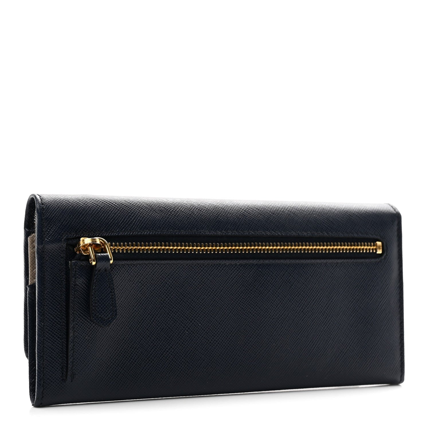 Prada Saffiano Metal Continental Flap Wallet Baltico Argento