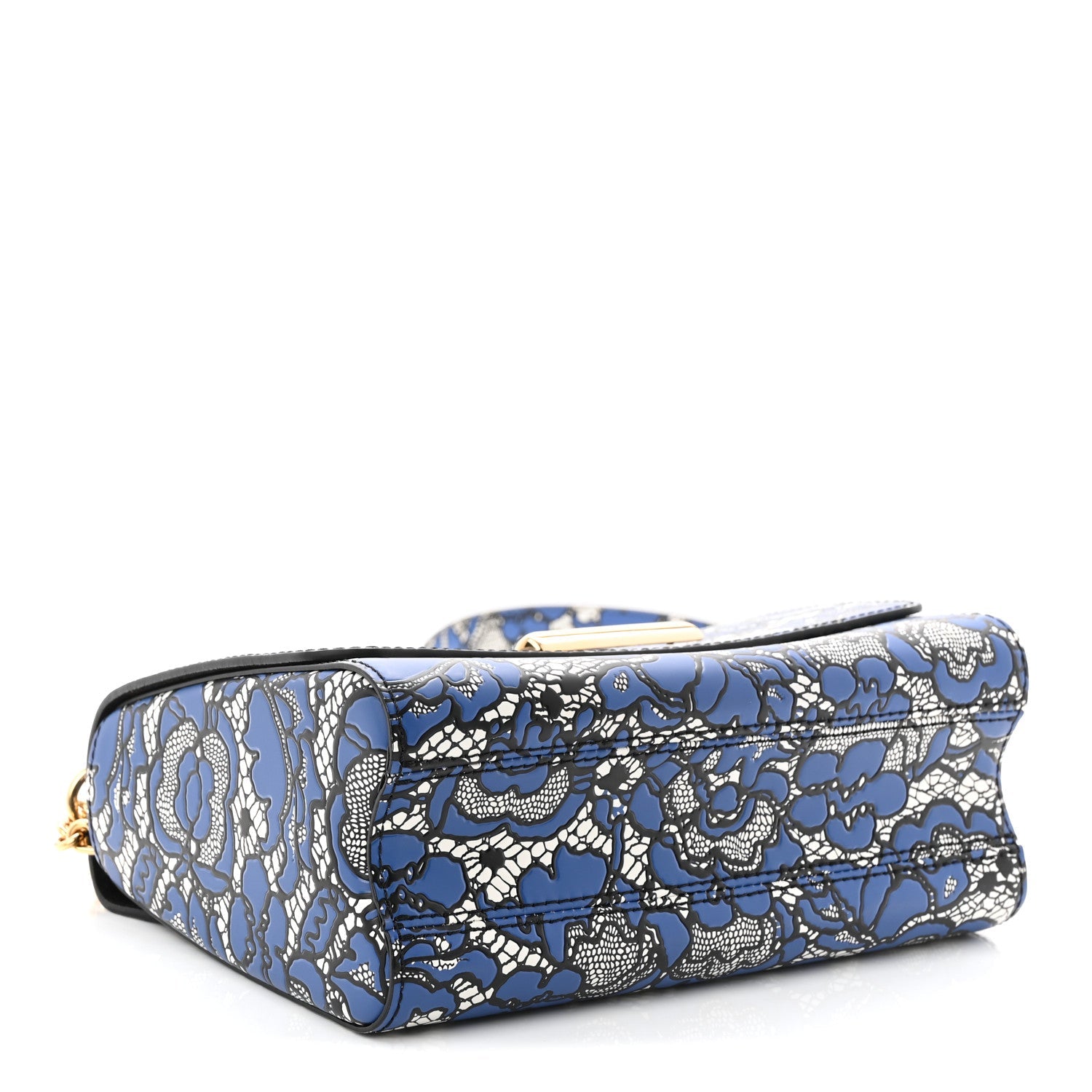 Louis Vuitton Calfskin Lace Flower Inlay Twist Shoulder Bag MM Navy Black