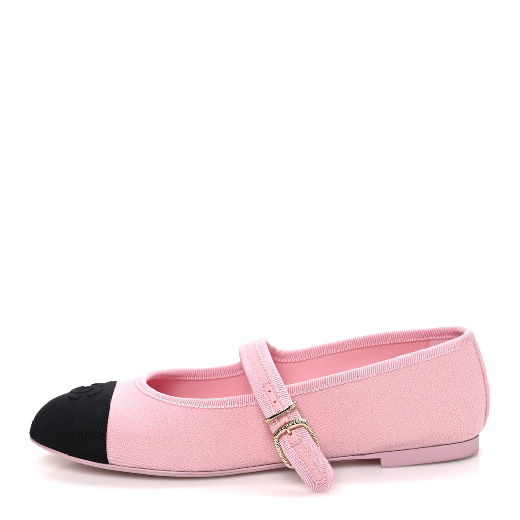 Fabric Grosgrain Mary Jane Flats 38 Light Pink Black