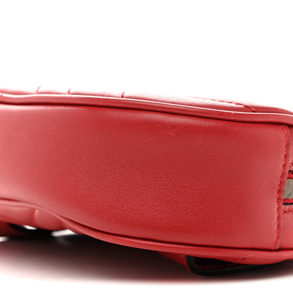 Gucci Calfskin Matelasse GG Marmont Belt Bag 85 34 Hibiscus Red