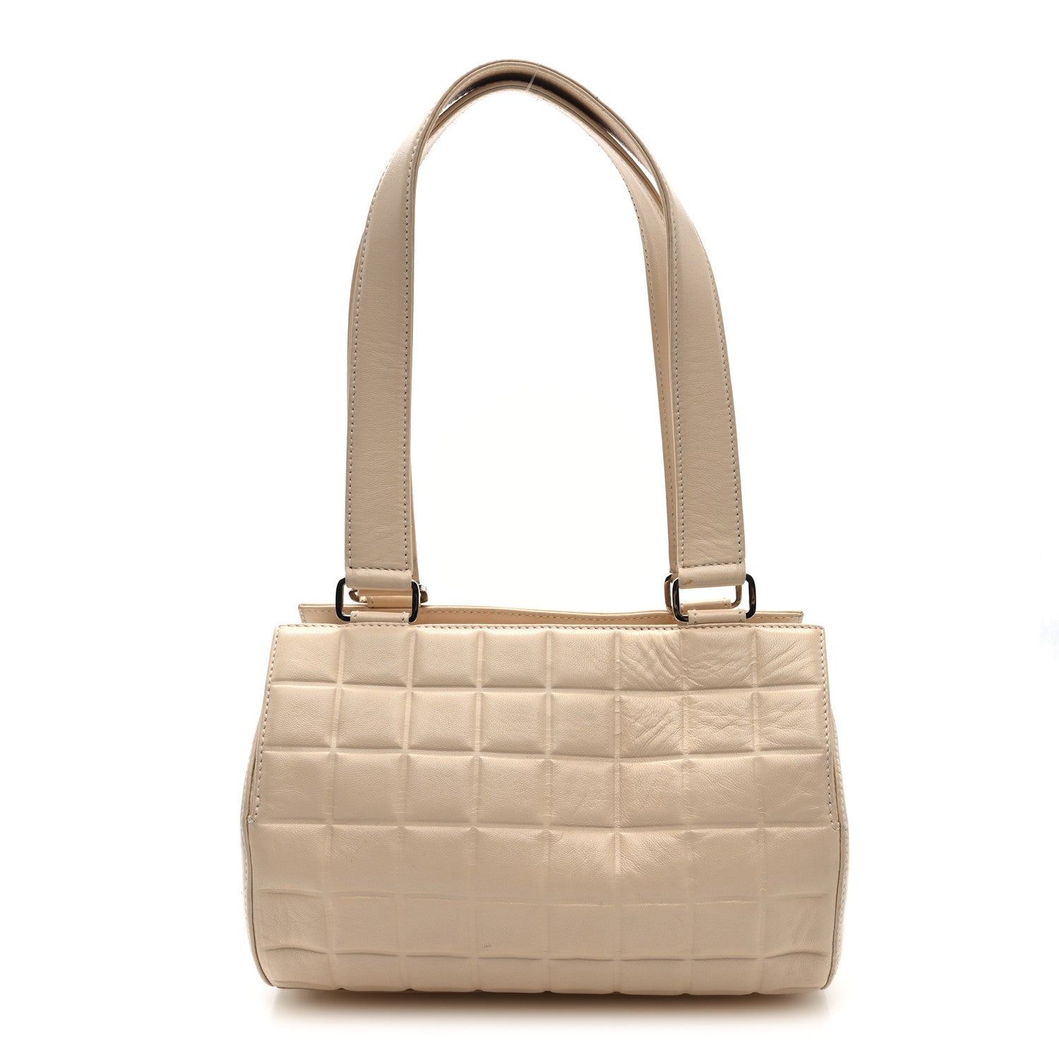 Chanel Lambskin Quilted CC Chocolate Bar Barrel Bag Beige