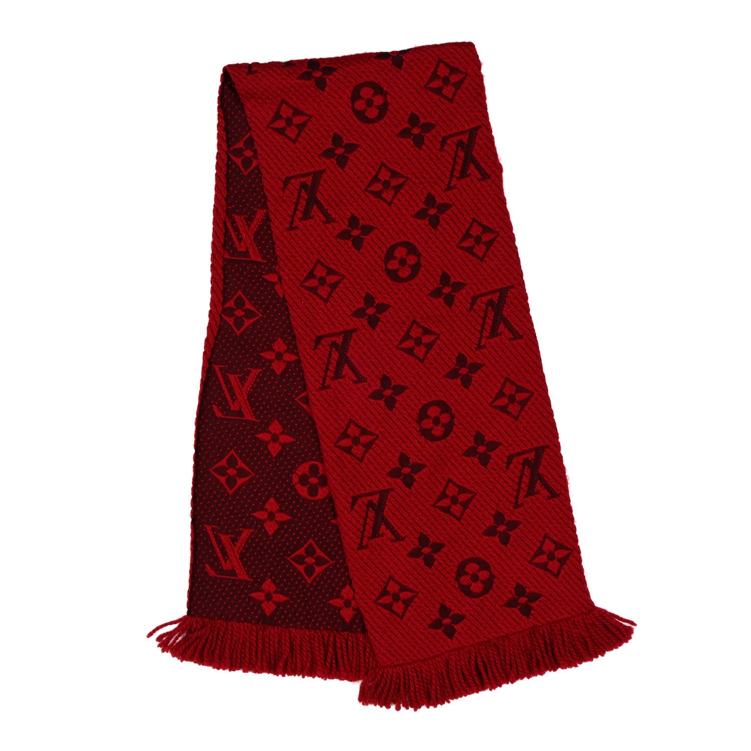 Louis Vuitton Wool Silk Logomania Scarf Rubis