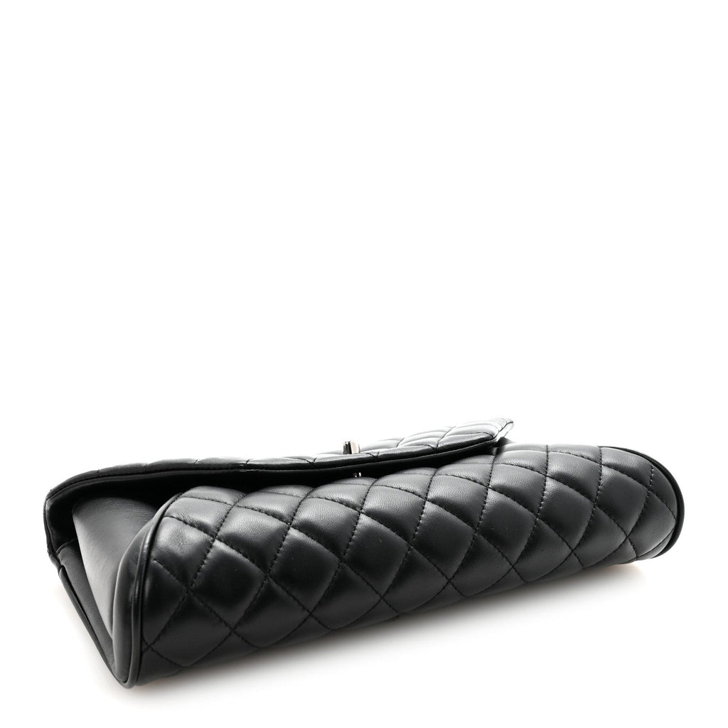 Chanel Lambskin Quilted Fold Up Again Clutch Black