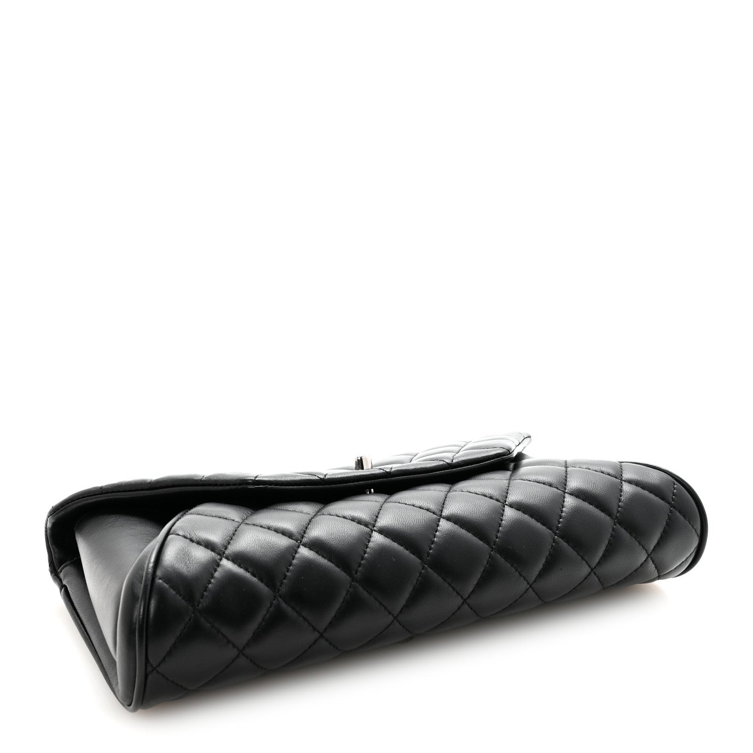 Chanel Lambskin Quilted Fold Up Again Clutch Black