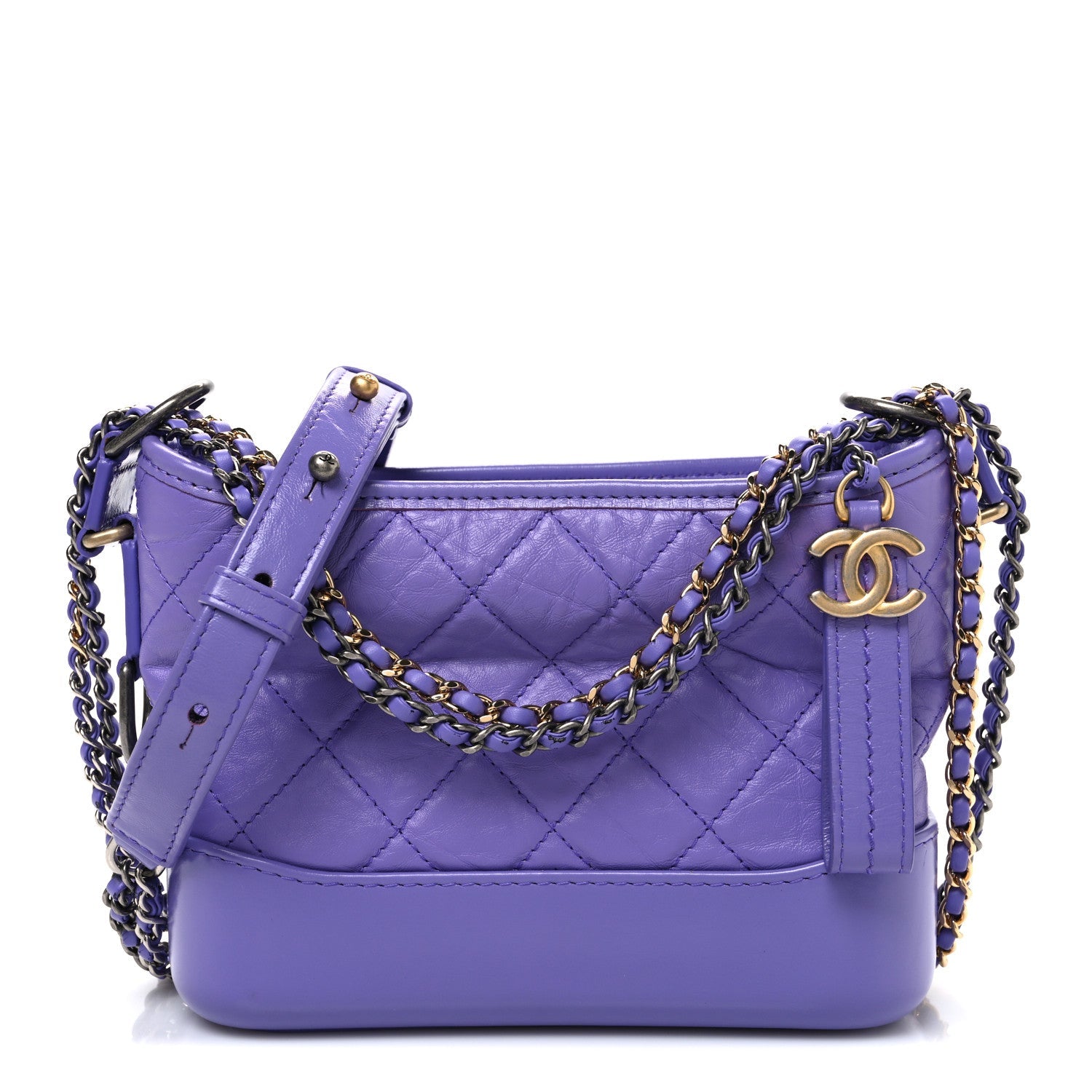 Chanel Aged Calfskin Quilted Small Gabrielle Hobo Purple