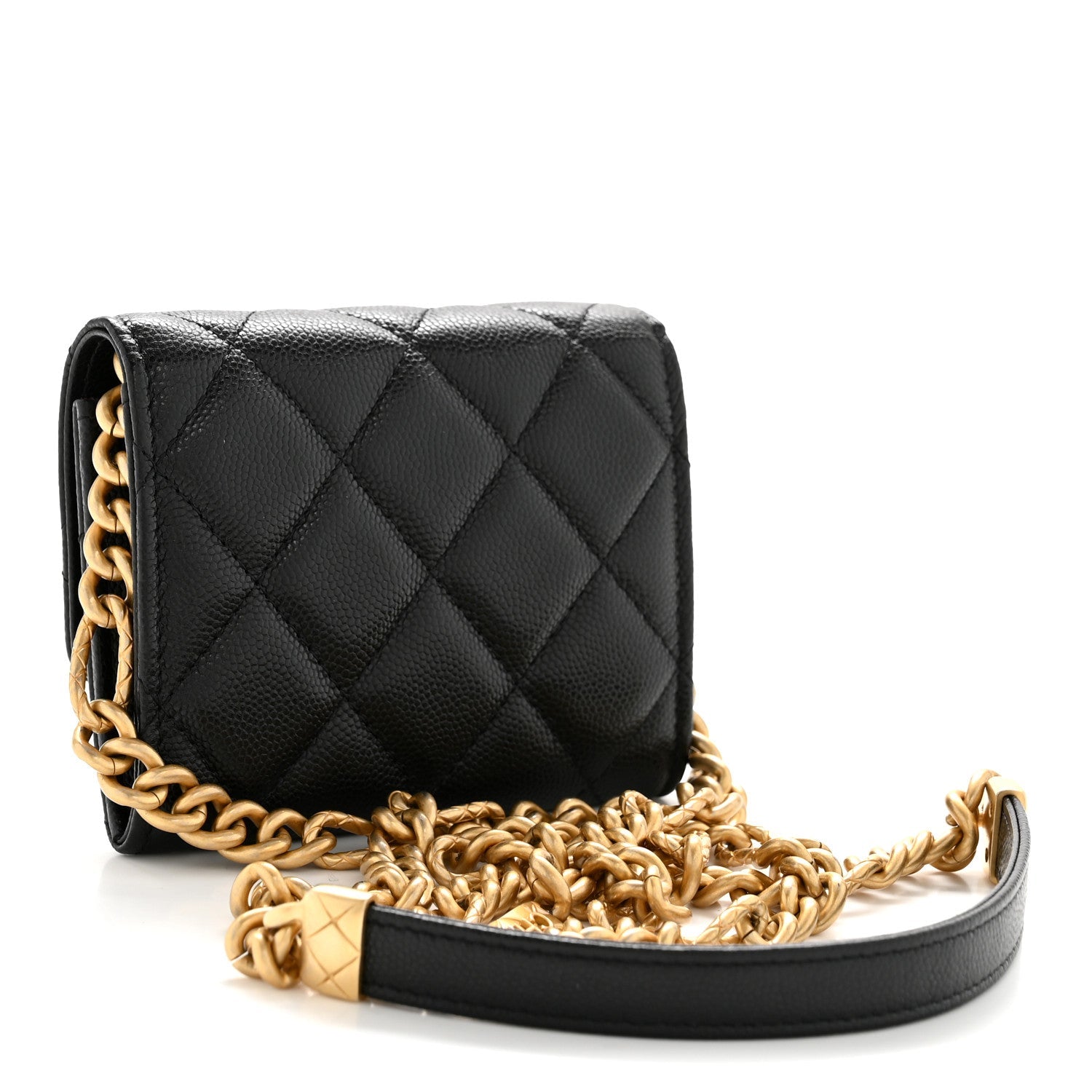 Chanel Caviar Quilted Bracelet On Chain Clutch Black