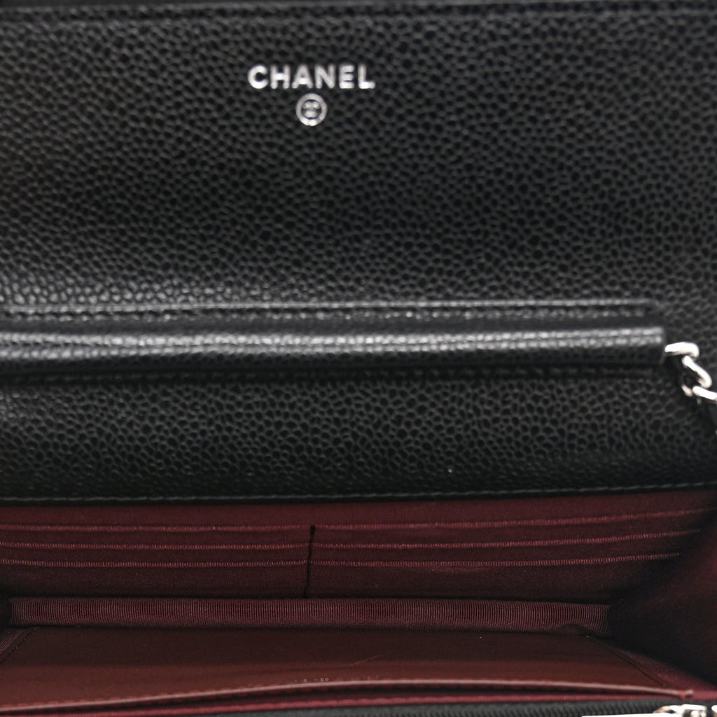 Chanel Caviar Quilted CC Turnlock Wallet On Chain WOC Black