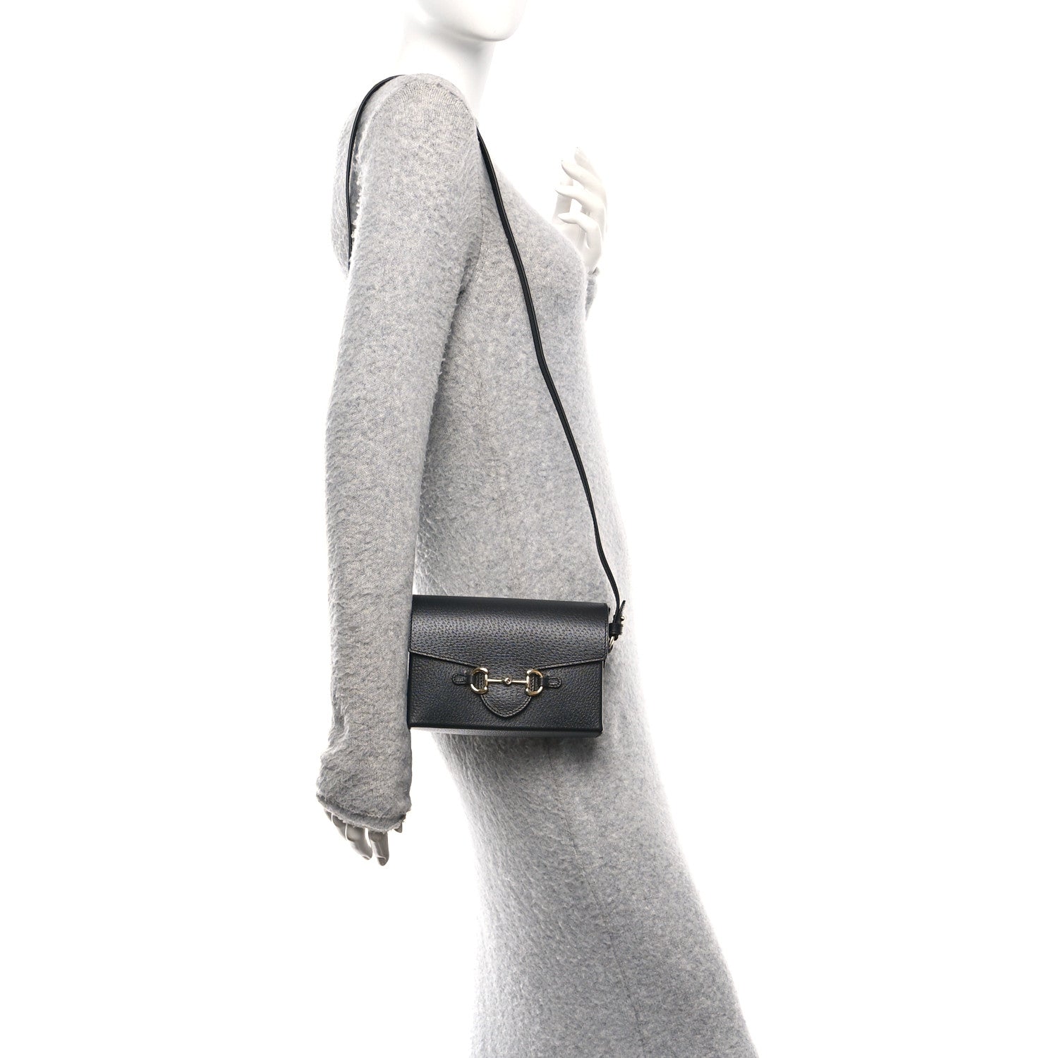 Gucci Calfskin Horsebit 1955 Shoulder Bag Black