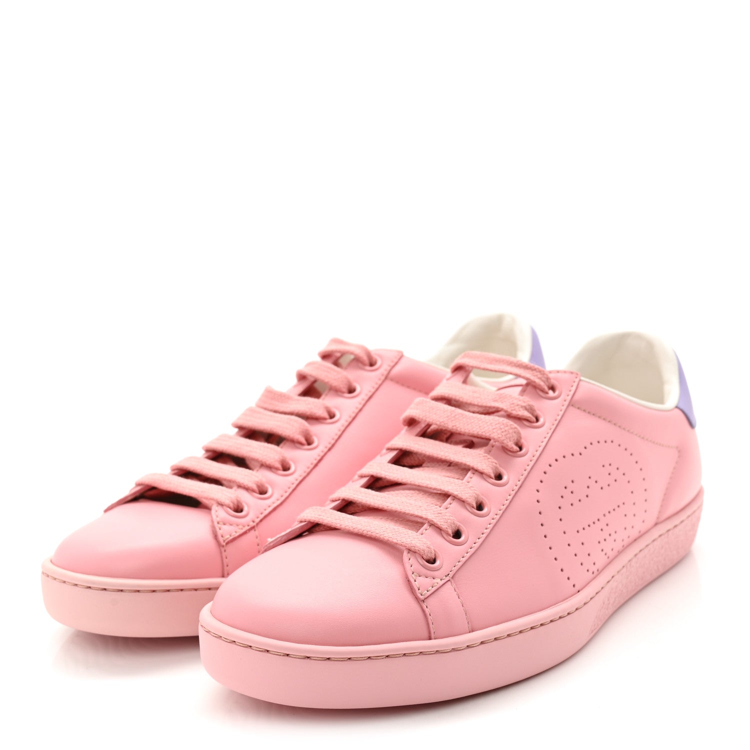 Gucci Miro Soft Calfskin Interlocking G Perforated Womens Ace Sneakers 36.5 Wild Rose Lapis