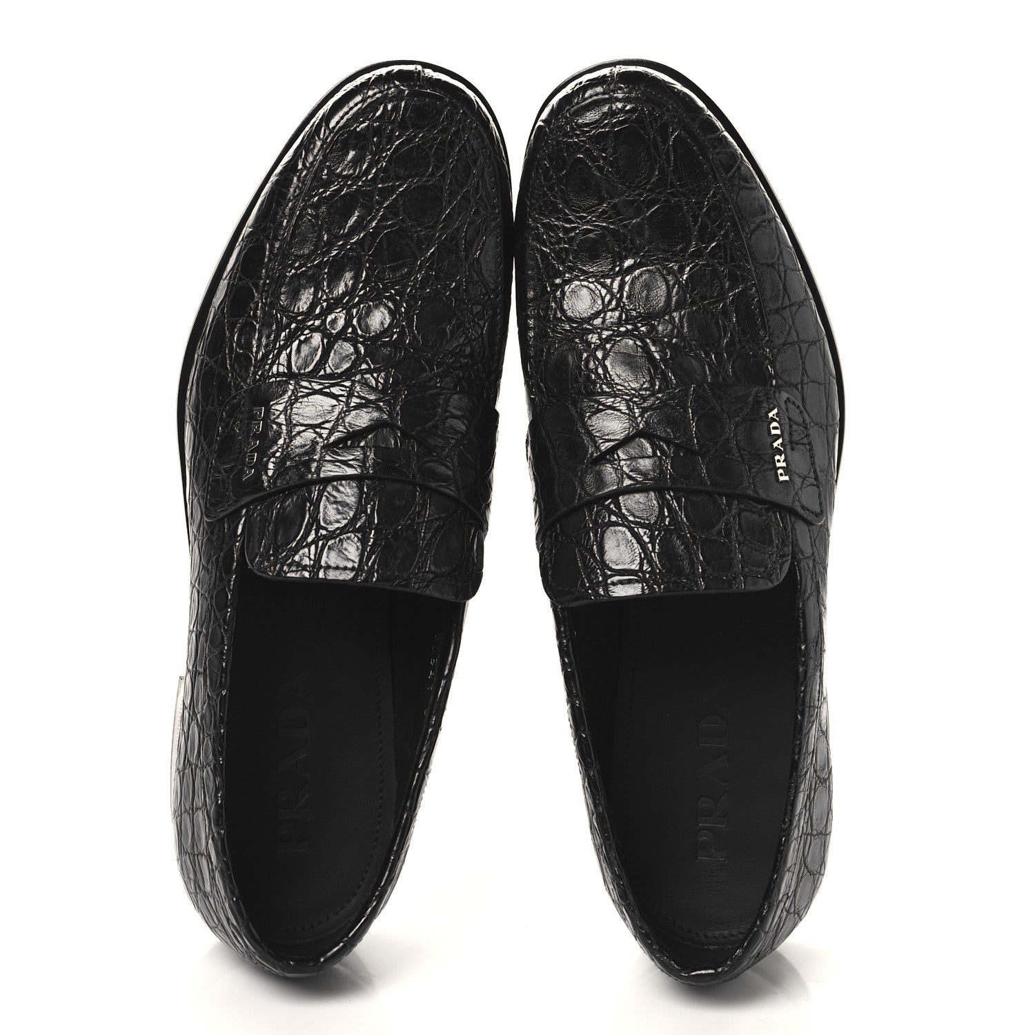 Prada Crocodile Mens Loafers 7 Black