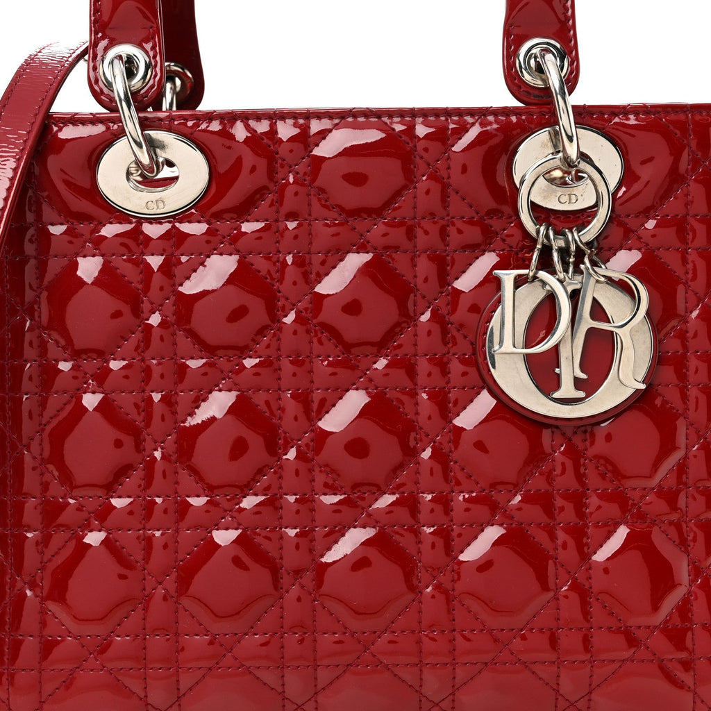 Christian Dior Patent Cannage Medium Lady Dior Red