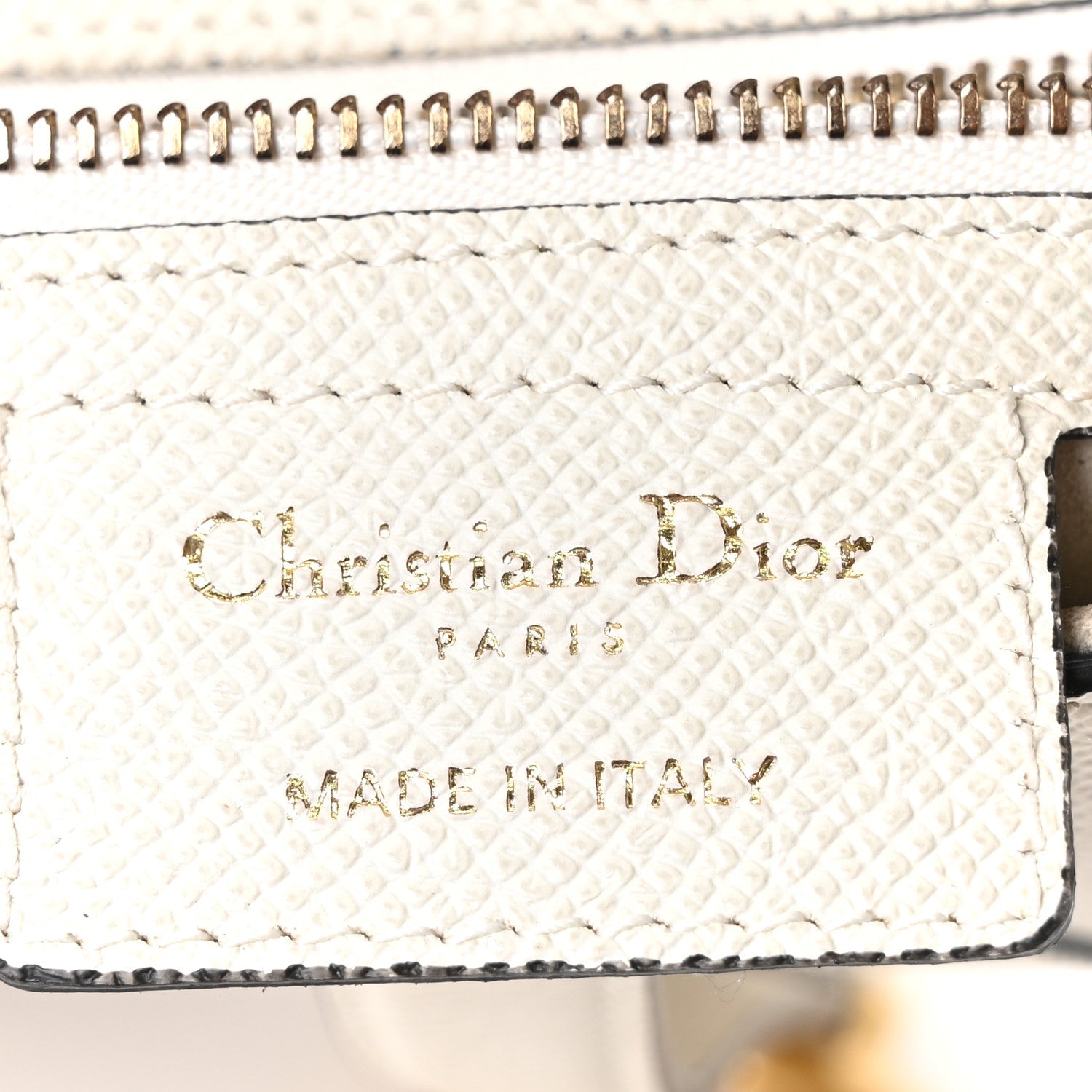 Christian Dior Grained Calfskin Saddle Bag White