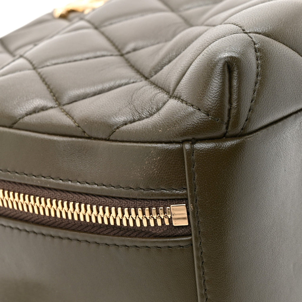 Chanel Lambskin Quilted Medium Trendy CC Bowling Bag Dark Khaki