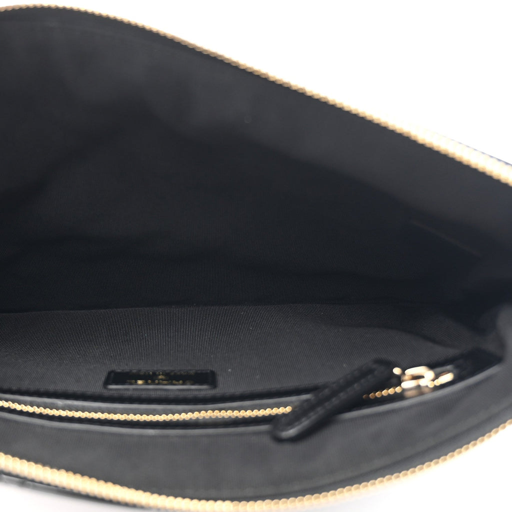 Patent Calfskin Quilted Medium Cosmetic Case Black