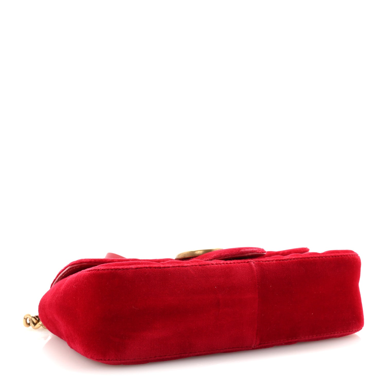 Gucci Velvet Matelasse Mini GG Marmont Shoulder Bag Hibiscus Red