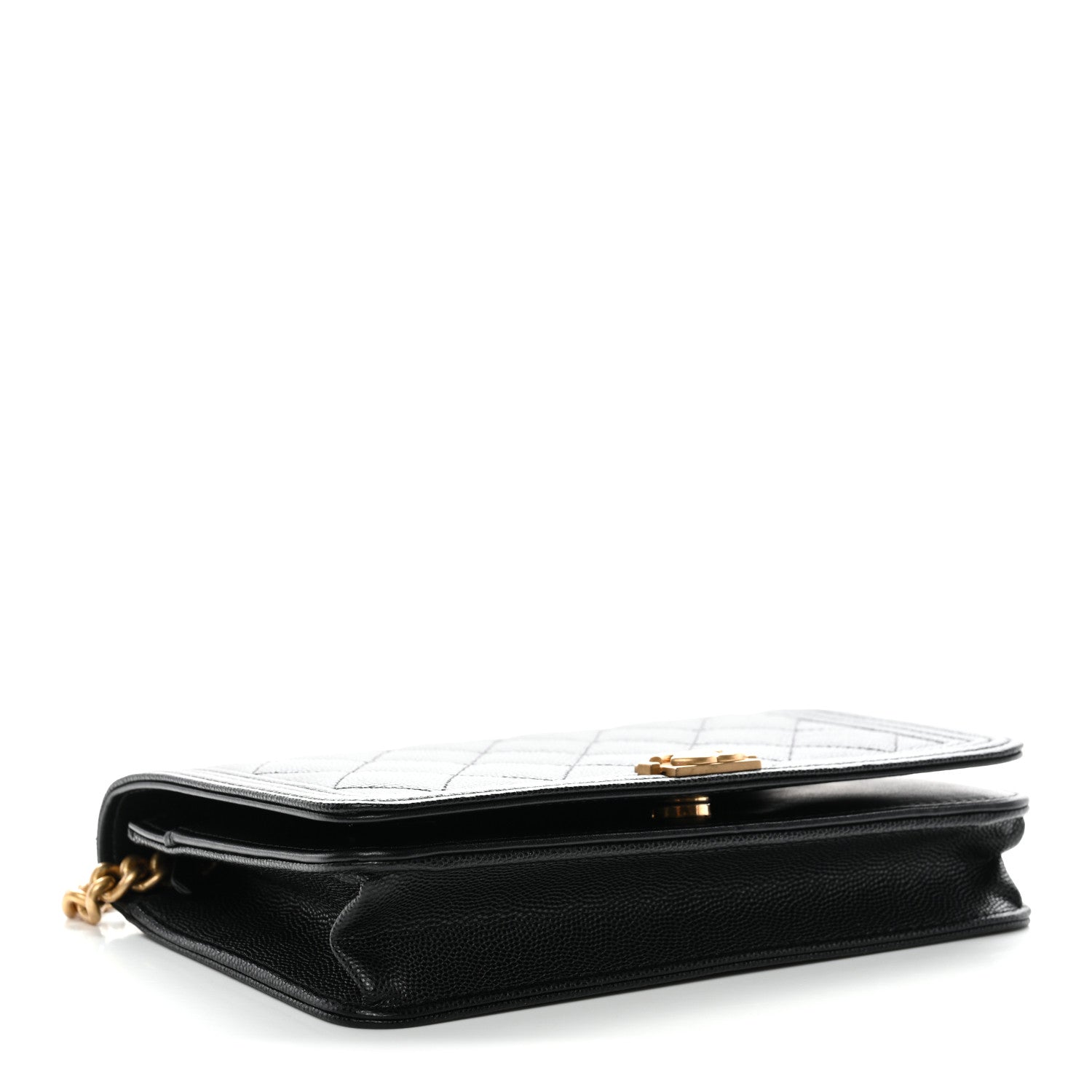 Chanel Caviar Quilted Boy Wallet On Chain WOC Black
