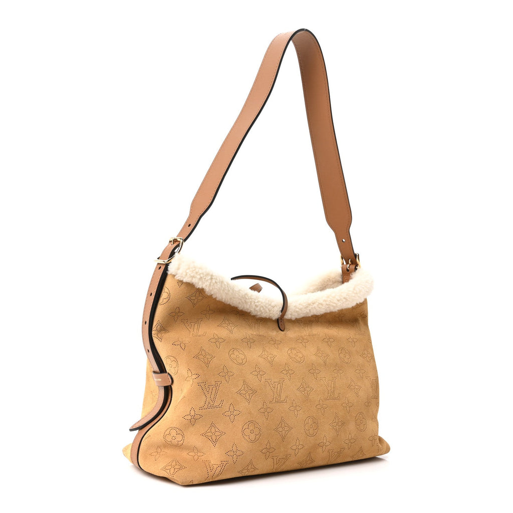 Louis Vuitton Suede Mahina CarryAll PM Beige