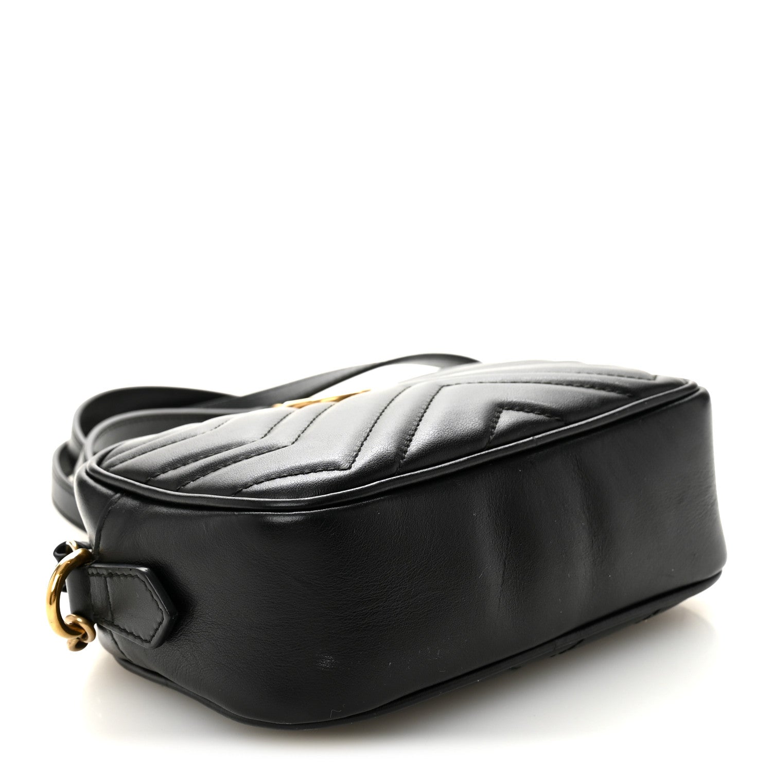 Gucci Calfskin Matelasse Mini GG Marmont Chain Shoulder Bag Black