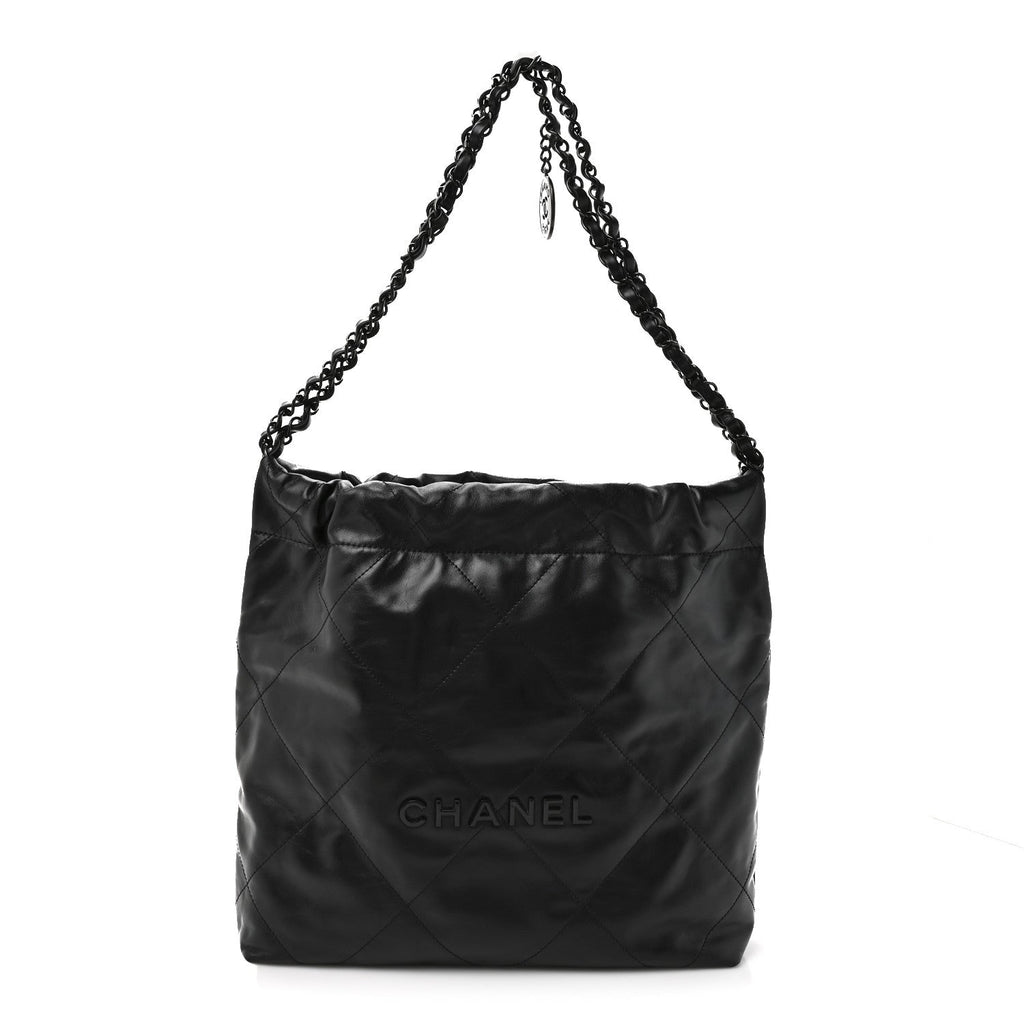 Chanel Shiny Calfskin Quilted Small Chanel 22 So Black