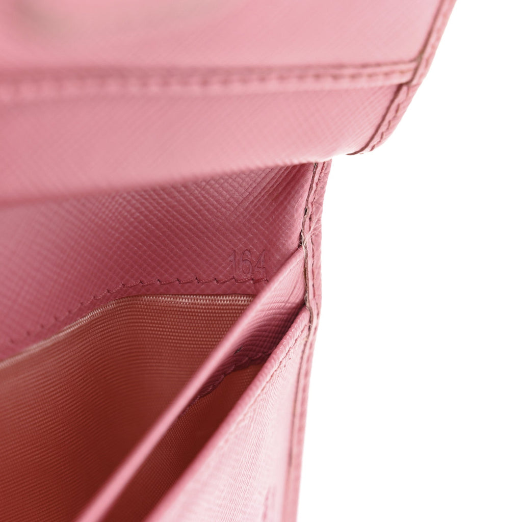 Prada Saffiano Metal Compact Wallet Geranio