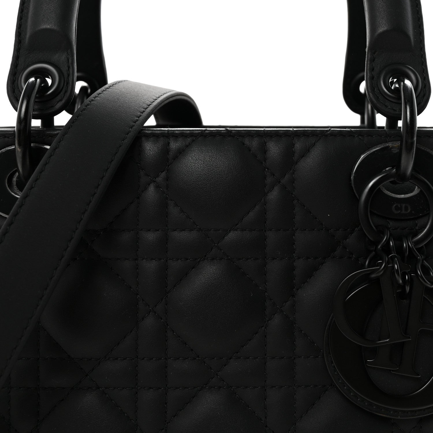 Christian Dior Ultra Matte Calfskin Cannage Medium Lady Dior Black