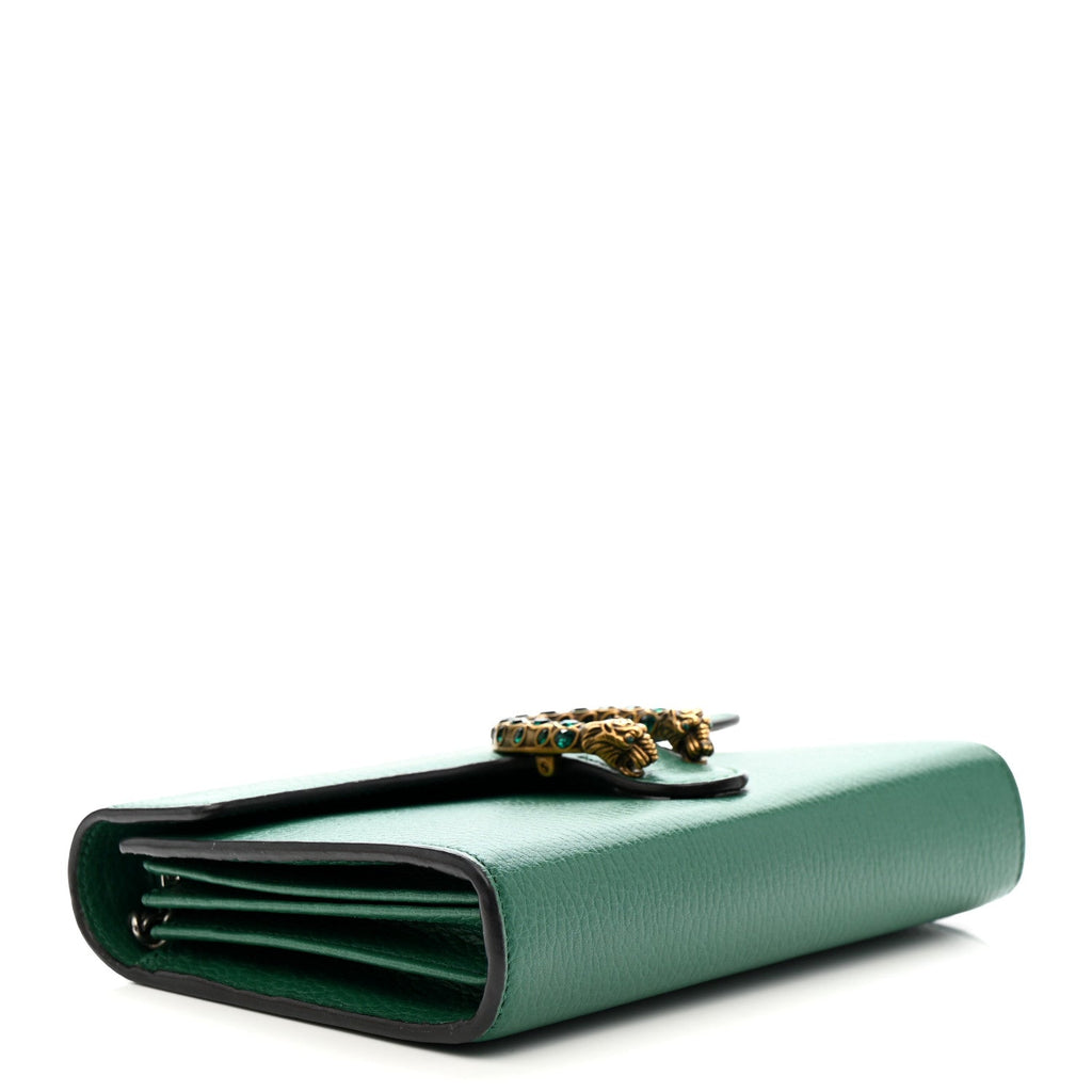 Gucci Calfskin Mini Dionysus Chain Wallet Emerald
