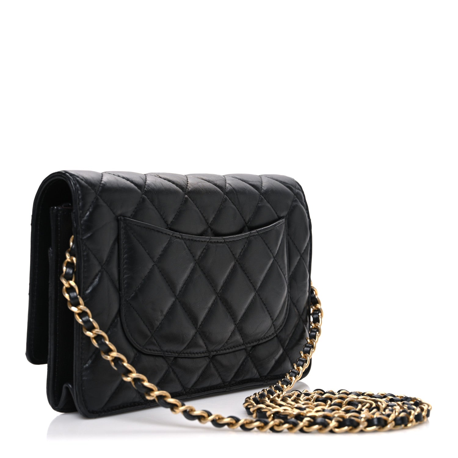 Chanel Aged Calfskin Lucky Charms 2.55 Reissue Wallet on Chain WOC Black