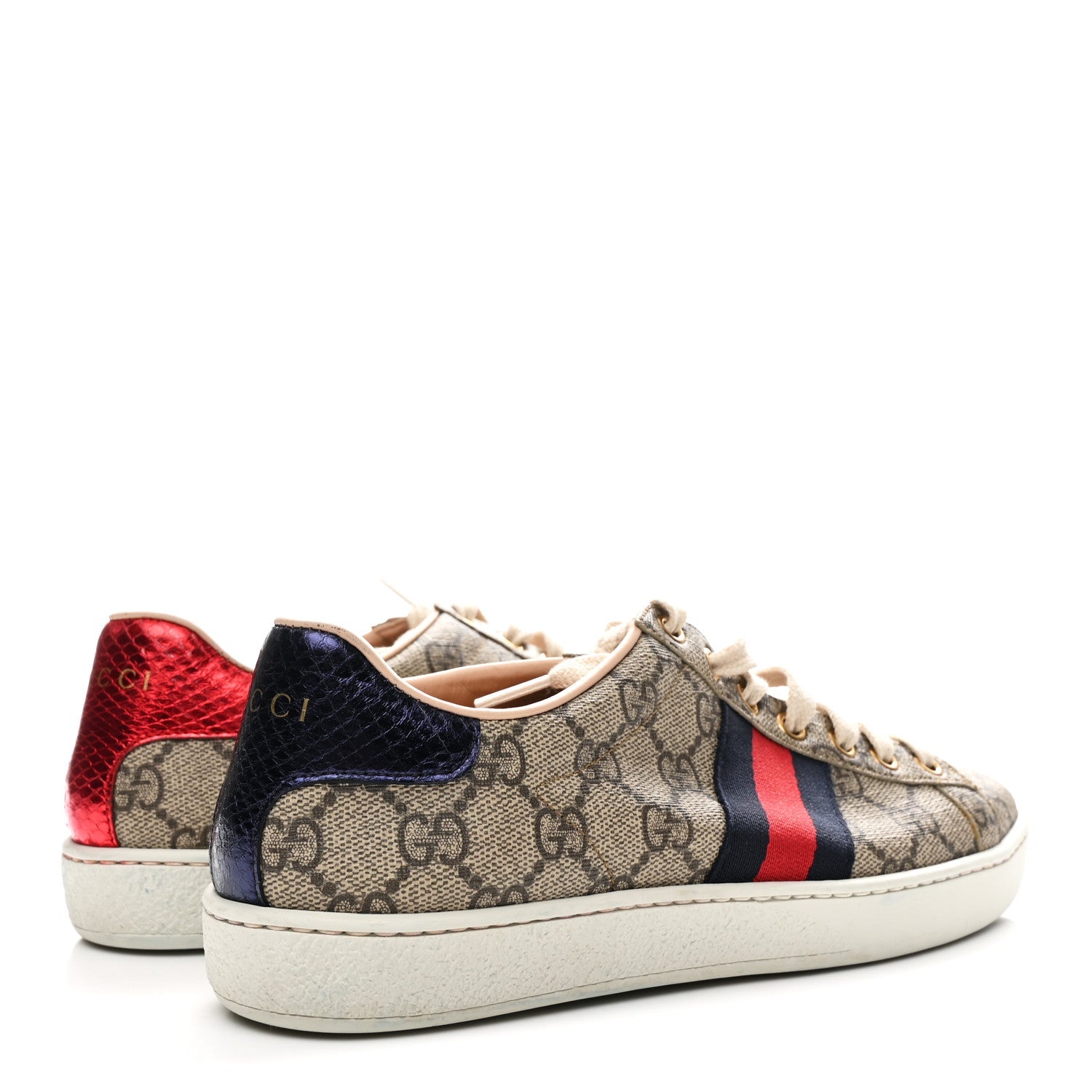 Gucci GG Supreme Monogram Womens Ace Low-Top Sneaker 37 Beige