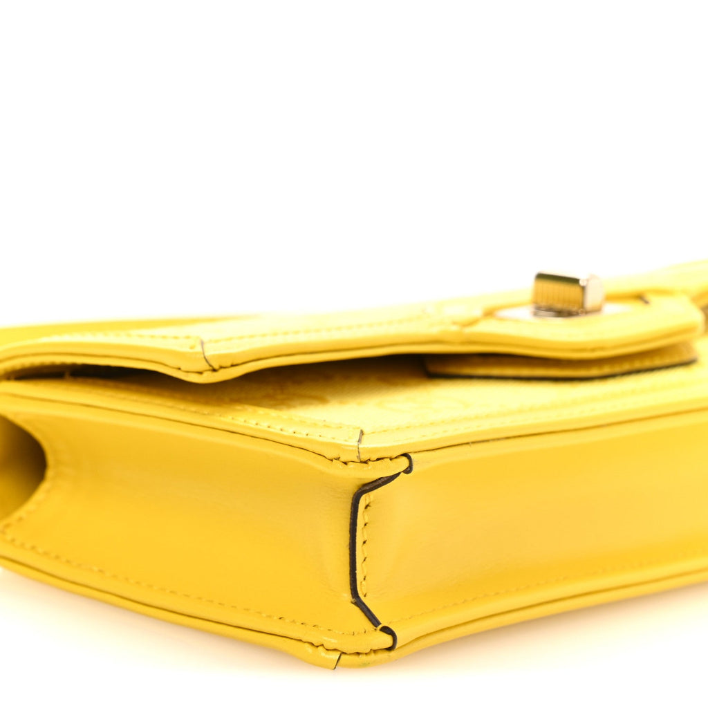 Gucci GG Monogram Scratch Lux Calfskin Mini Luce Shoulder Bag Yellow