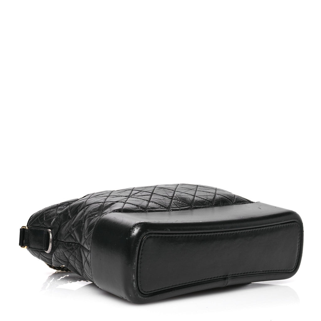 Chanel Aged Calfskin Quilted Large Gabrielle Hobo  Black
