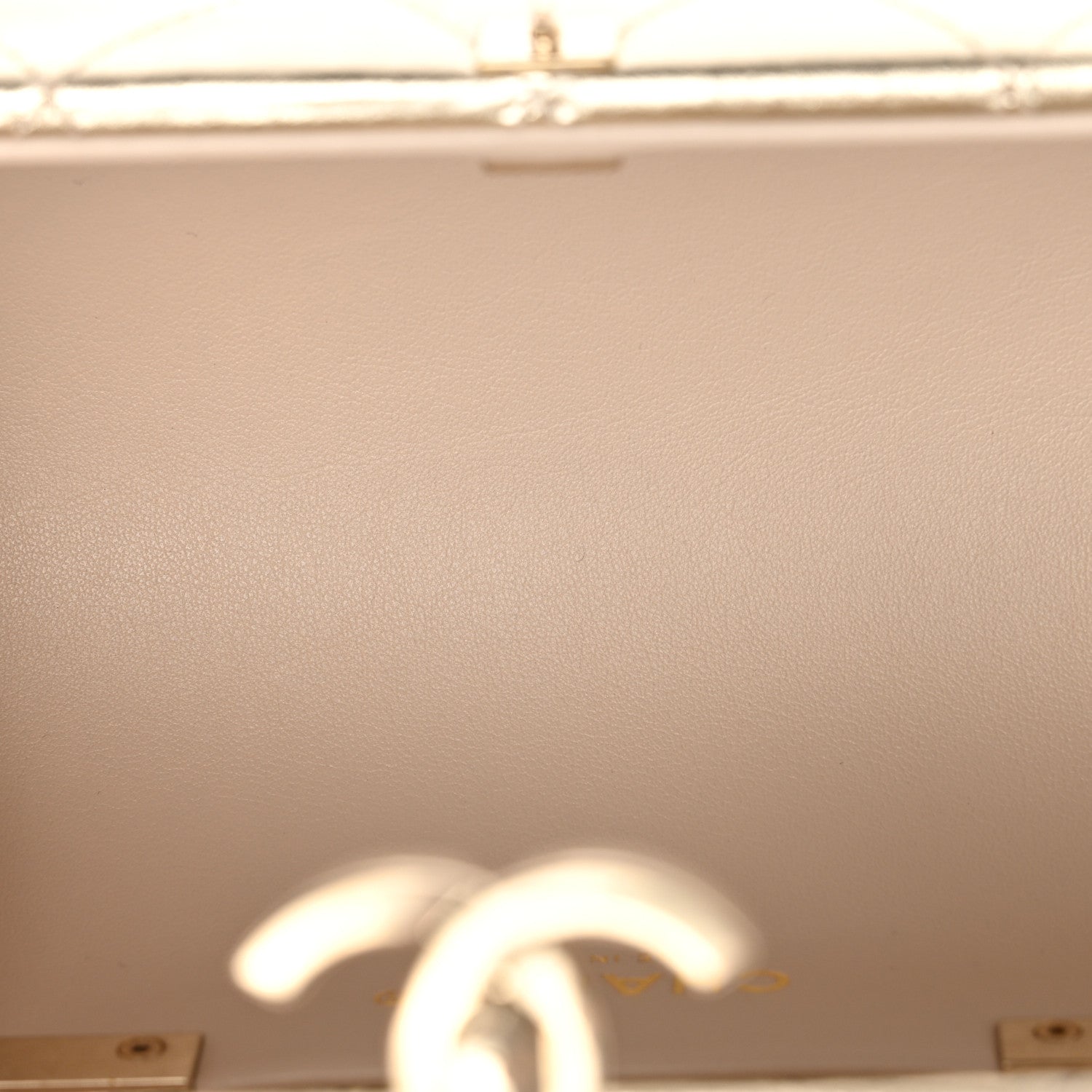 Chanel Metallic Lambskin Quilted Barrel Crossbody Bag Gold