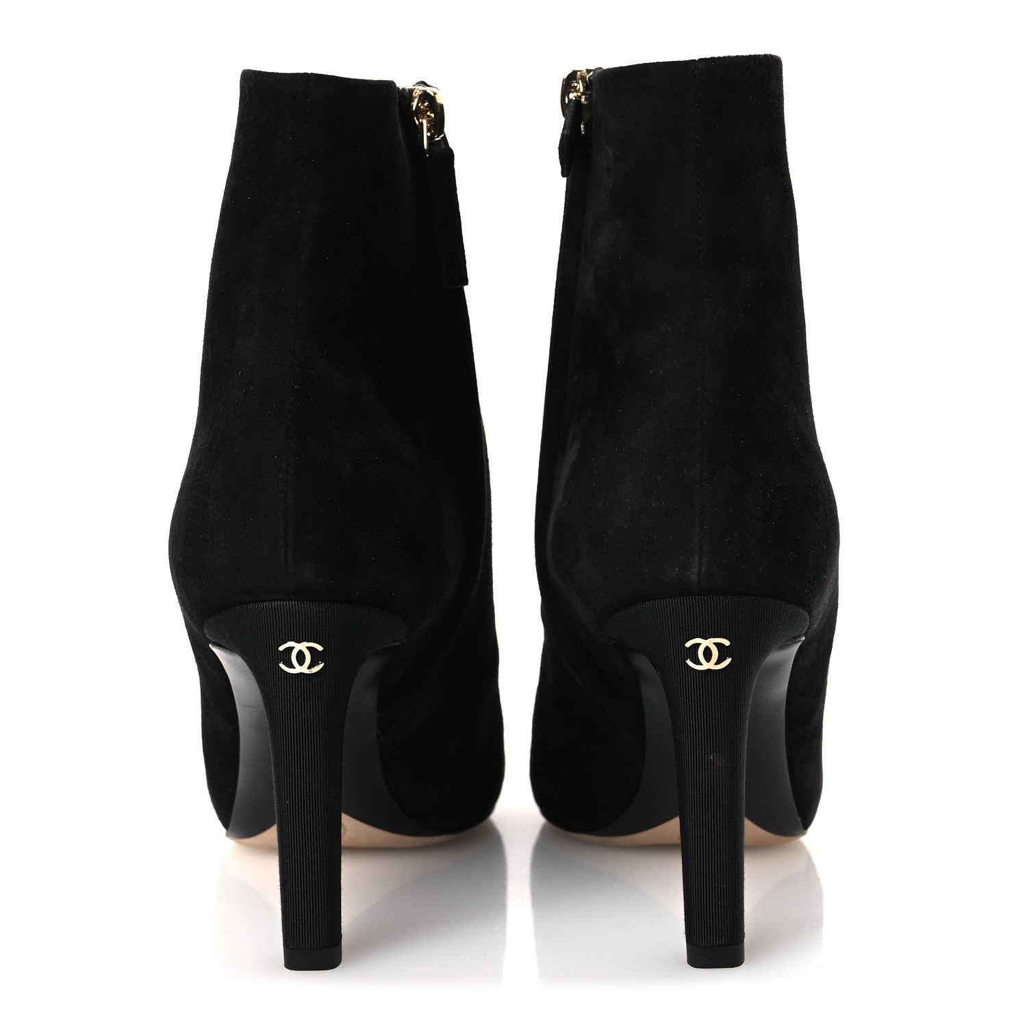 Chanel Suede Grosgrain CC Short Boots 36.5 Black