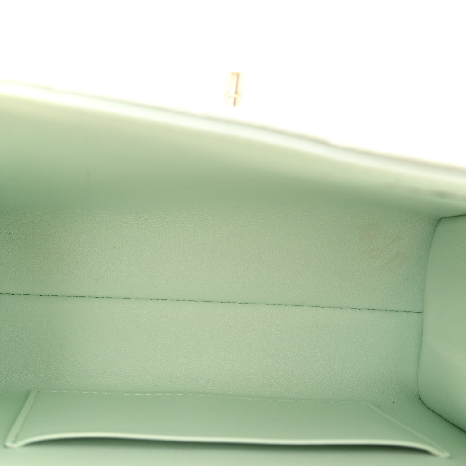 Chanel Caviar Quilted Retro Twist Top Handle Clutch Light Green