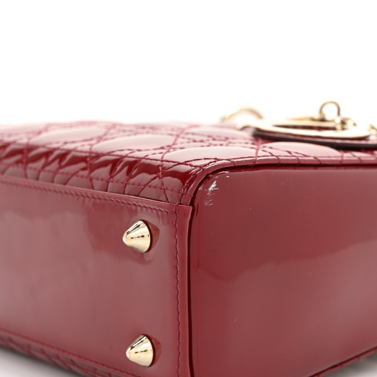 Christian Dior Patent Cannage Small Lady Dior Cherry Red