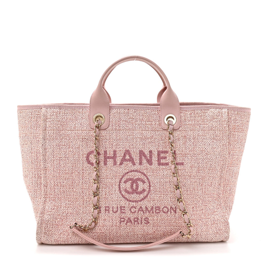 Chanel Lurex Boucle Deauville Medium Tote  Pink