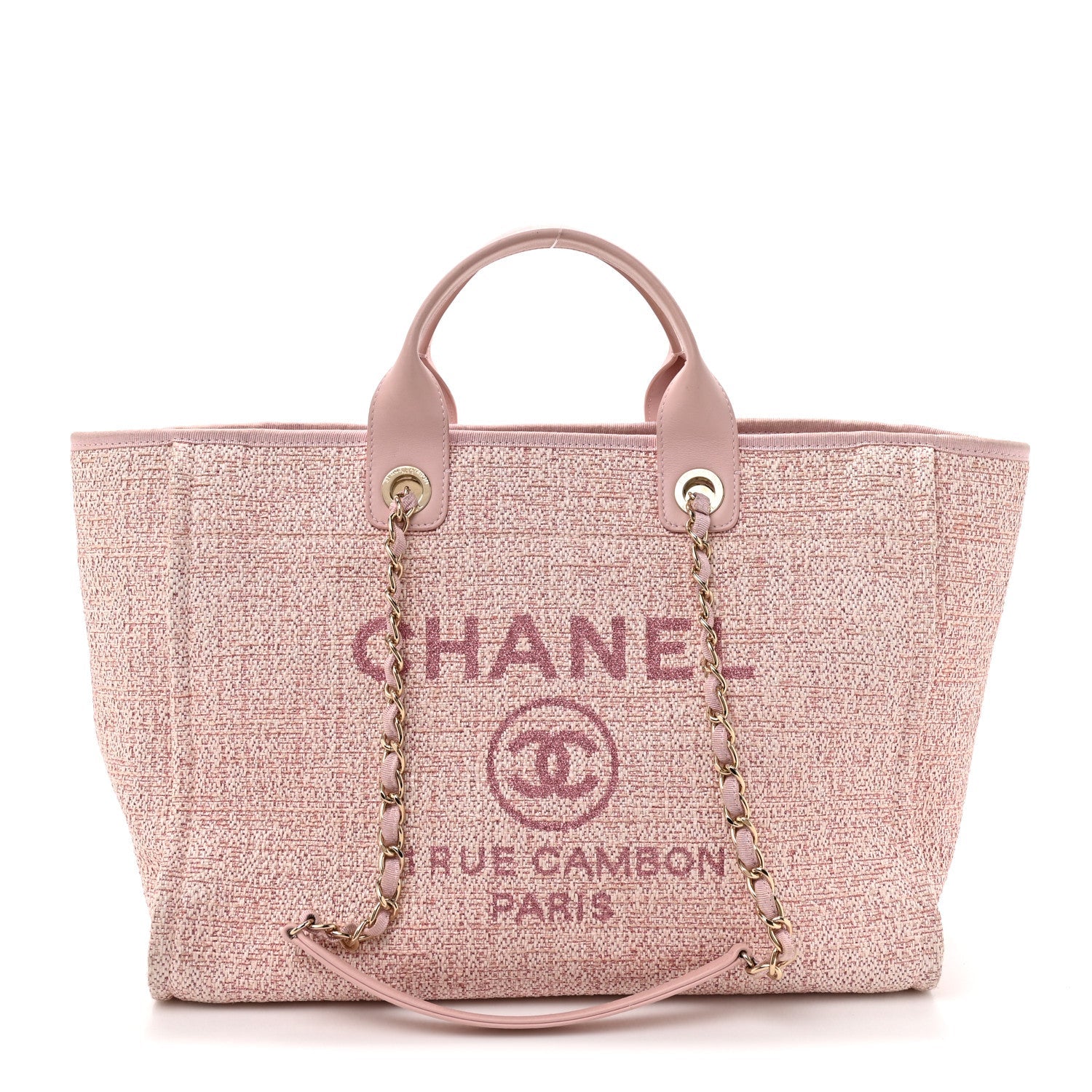 Chanel Lurex Boucle Deauville Medium Tote  Pink