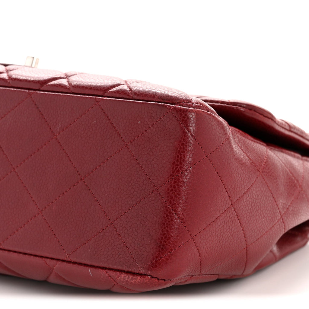 Chanel Caviar Quilted Jumbo Double Flap Dark Red
