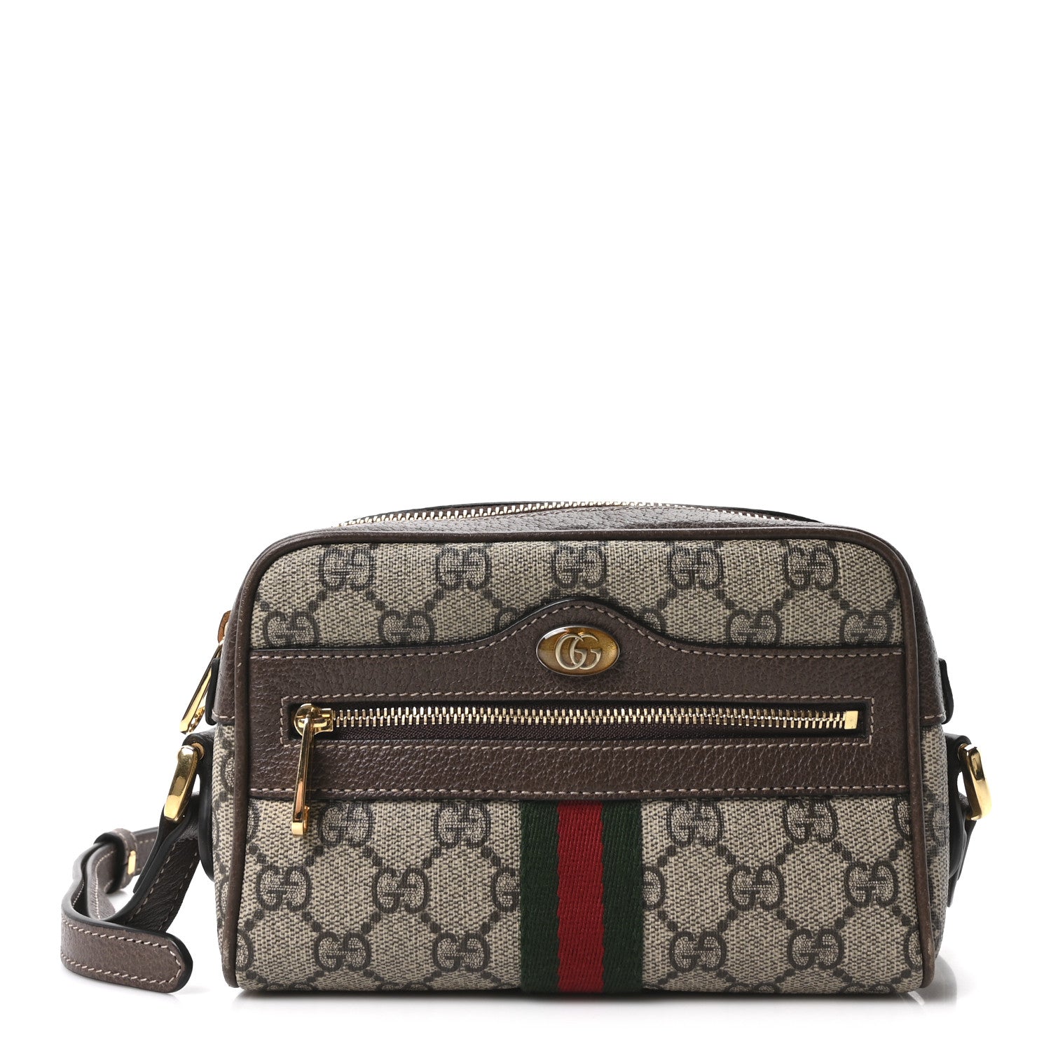 Gucci GG Supreme Monogram Web Mini Ophidia Shoulder Bag Brown