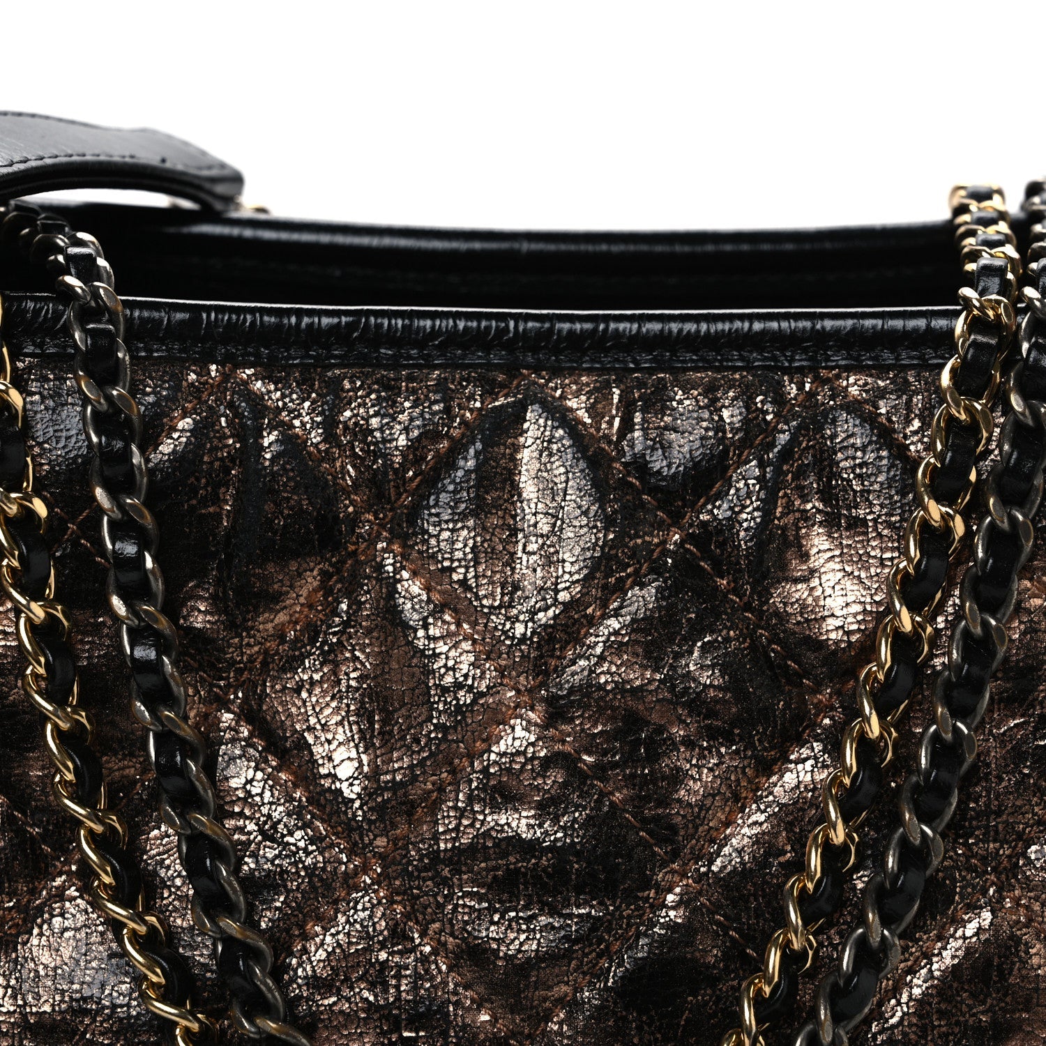 Chanel Metallic Crumpled Goatskin Quilted Medium Gabrielle Hobo Black Rose Gold