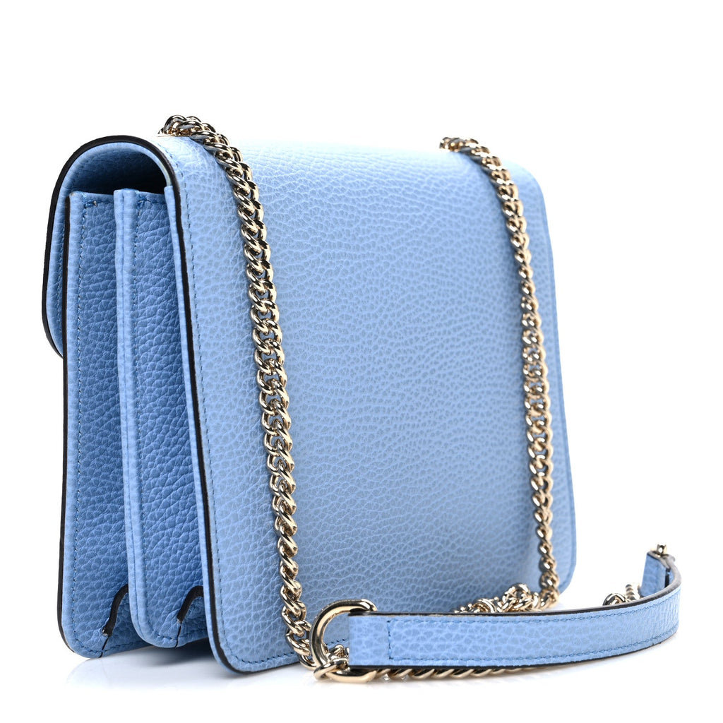 Gucci Dollar Calfskin Small Interlocking G Shoulder Bag Mineral Blue
