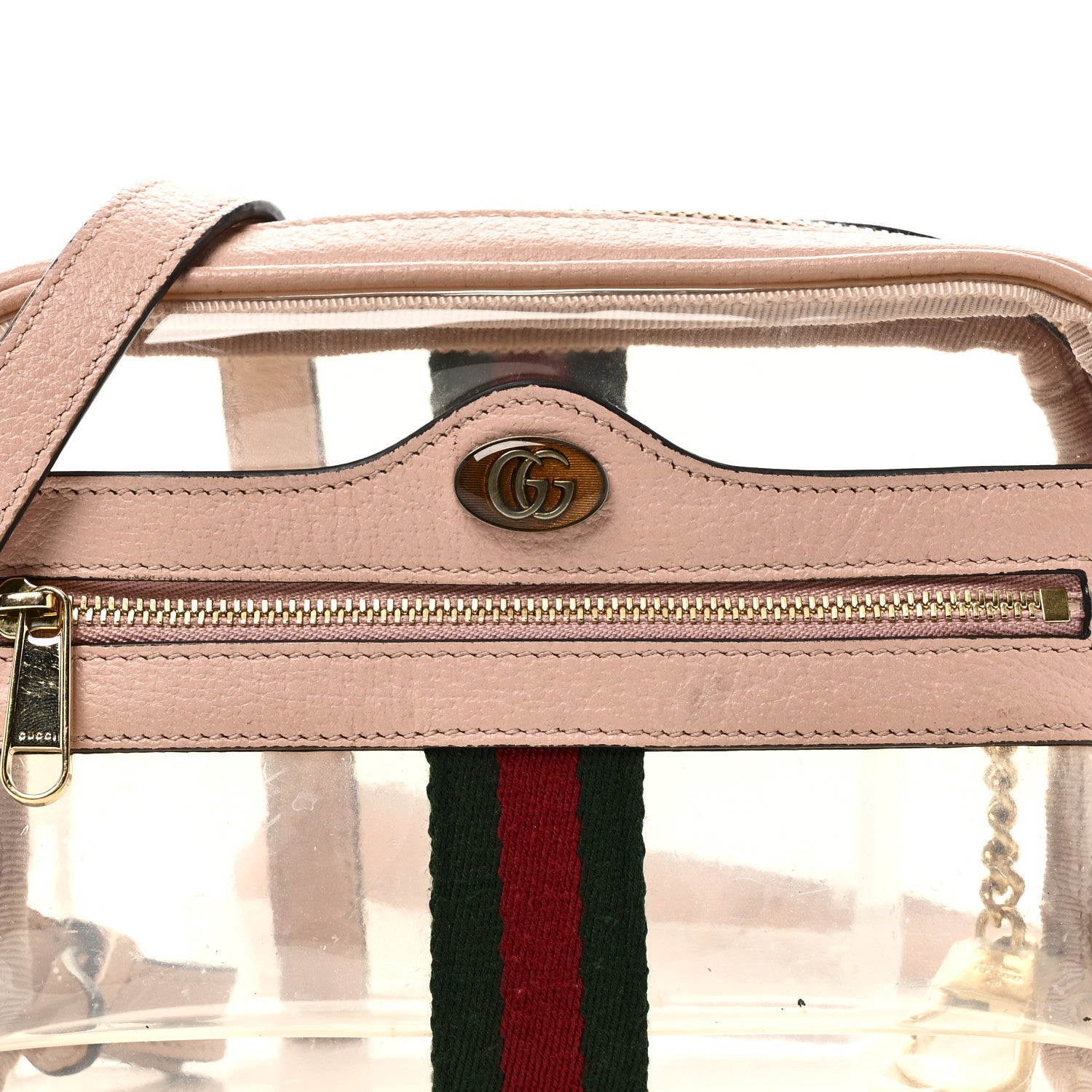 Gucci Vinyl Web Mini Ophidia Transparent Shoulder Bag Perfect Pink