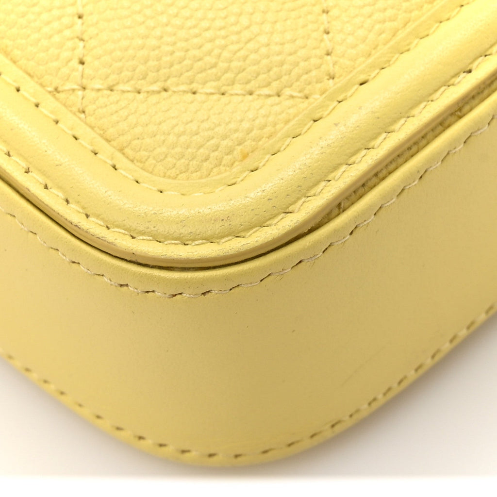 Chanel Caviar Quilted CC Filigree Clutch With Chain Yellow