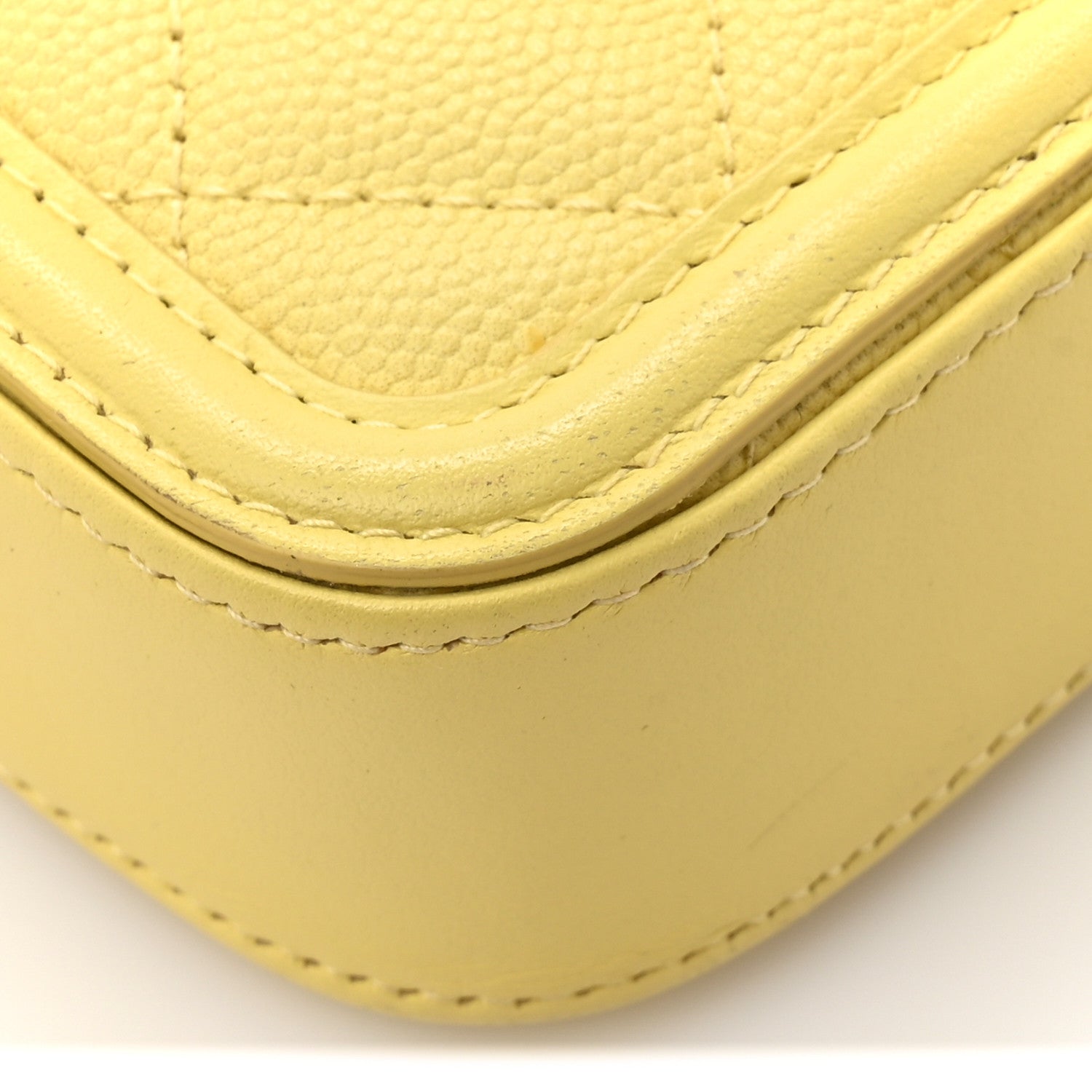 Chanel Caviar Quilted CC Filigree Clutch With Chain Yellow