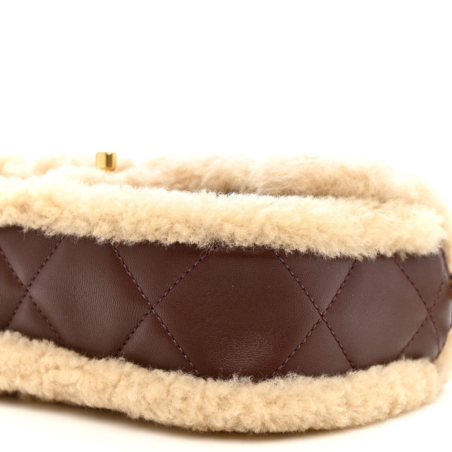 Chanel Shearling Lambskin Quilted Mini Furry Coco Flap Beige Dark Brown